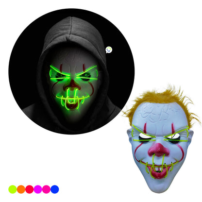 Mascara halloween payaso IT luces LED